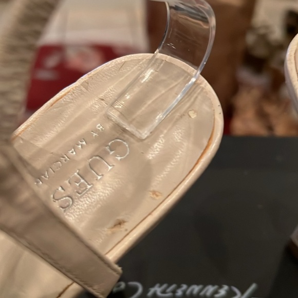 Guess by Marciano Vintage Leather Ankle Strap Heels in Bone Sz 8 - Picture 2 of 12